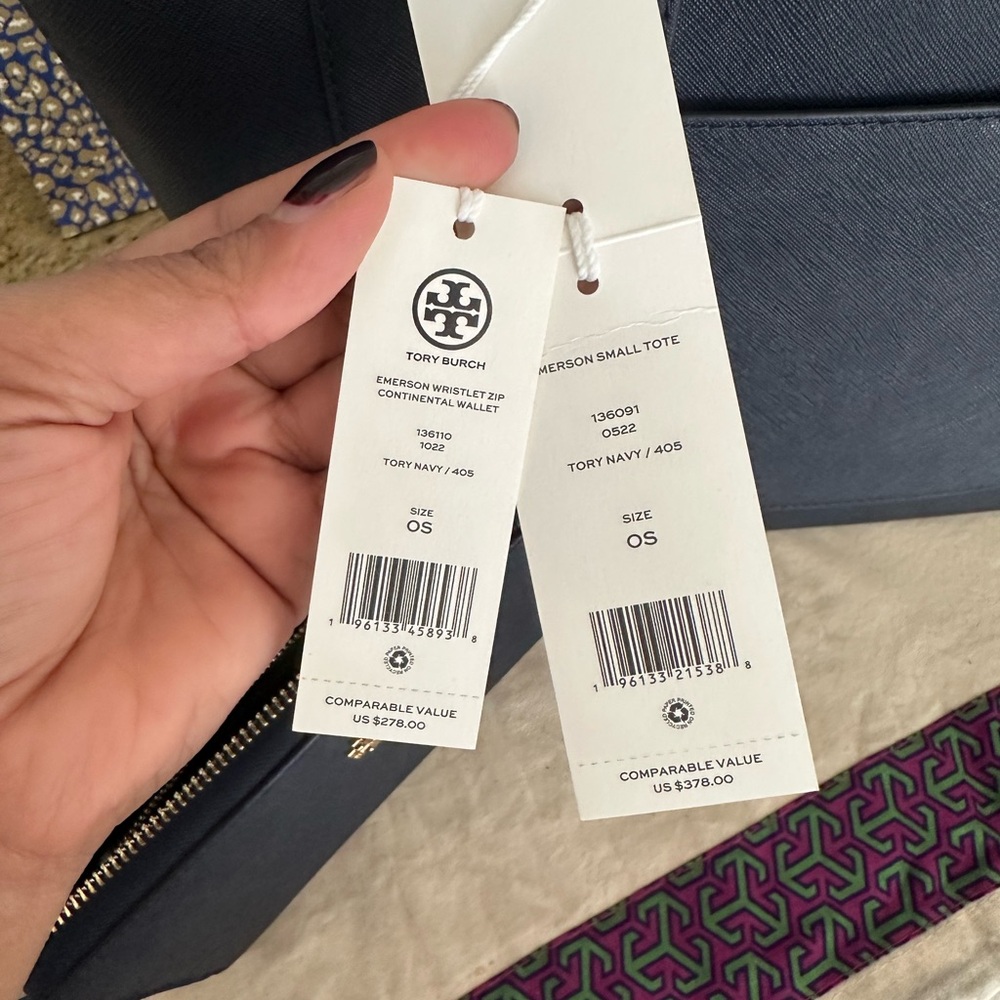 NWT🖤 tory burch emerson tote & matching TB Emerson continental wallet black - Picture 13 of 13